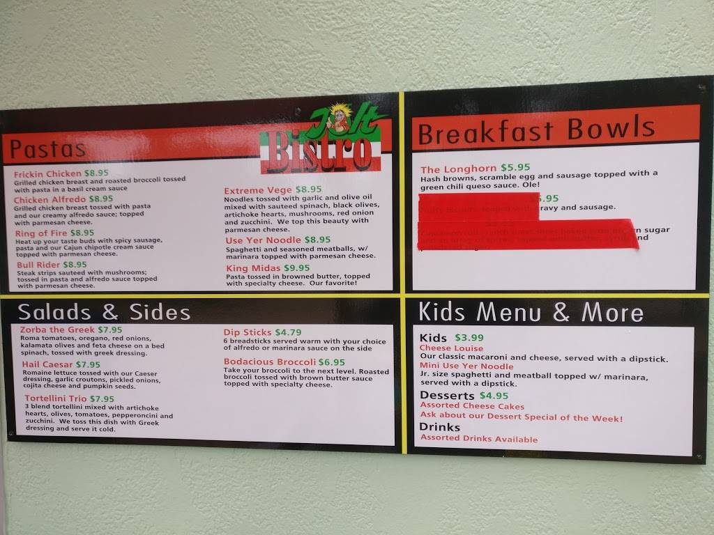 Jolt Bistro | restaurant | 12024 US-290, Austin, TX 78737, USA | 5129049895 OR +1 512-904-9895