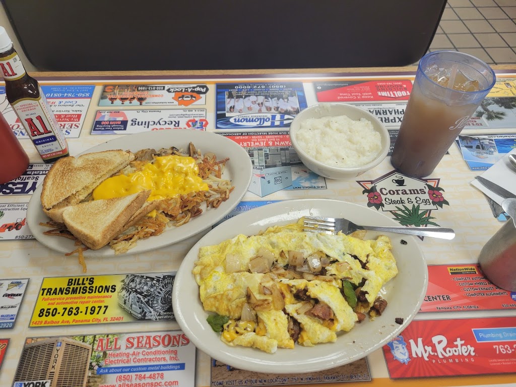Corams Steak and Egg | restaurant | 804 S Tyndall Pkwy, Panama City, FL 32404, USA | 8507633447 OR +1 850-763-3447