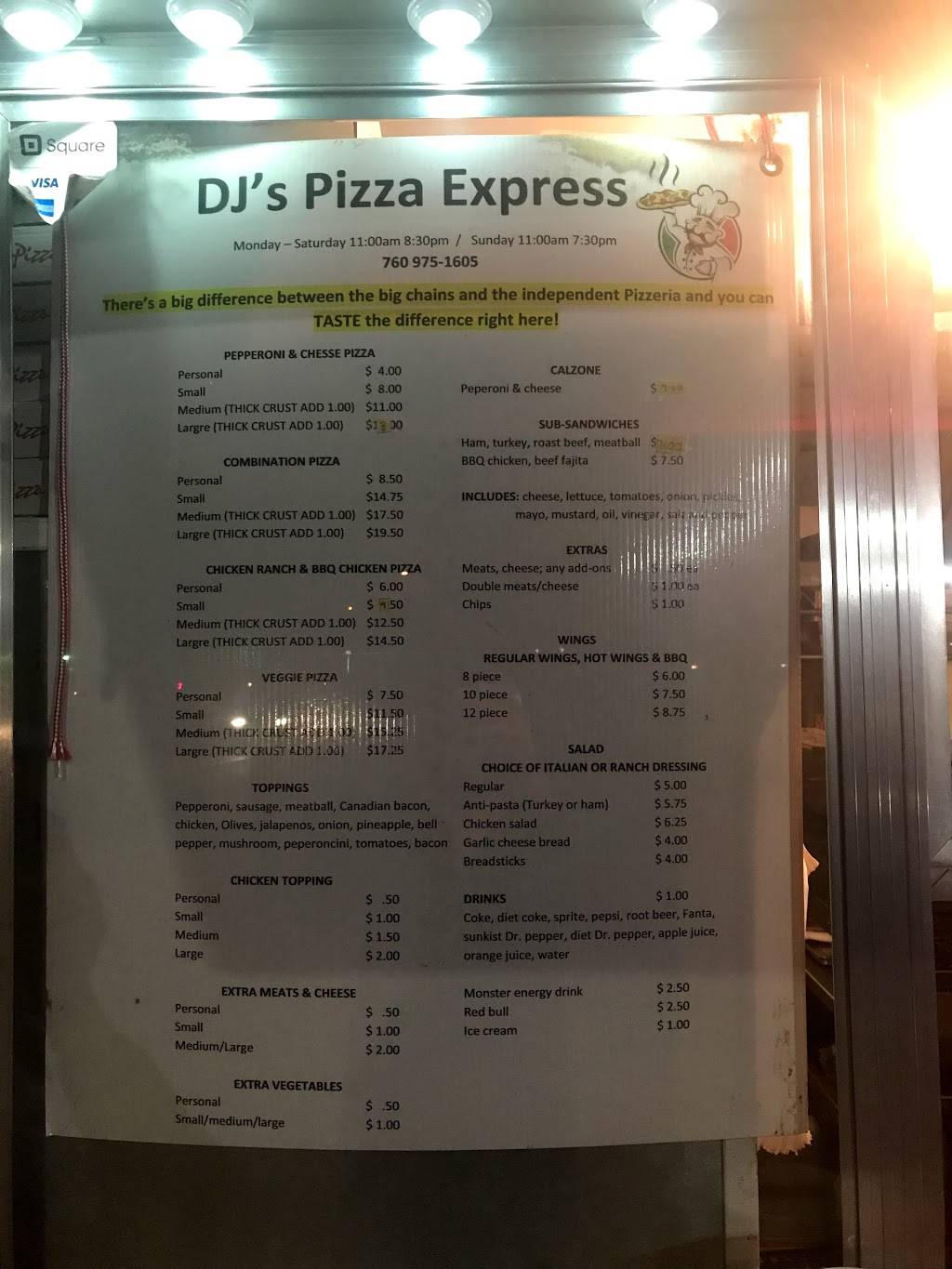 DJs Pizza Express | restaurant | Pala, CA 92059, USA | 7609751605 OR +1 760-975-1605