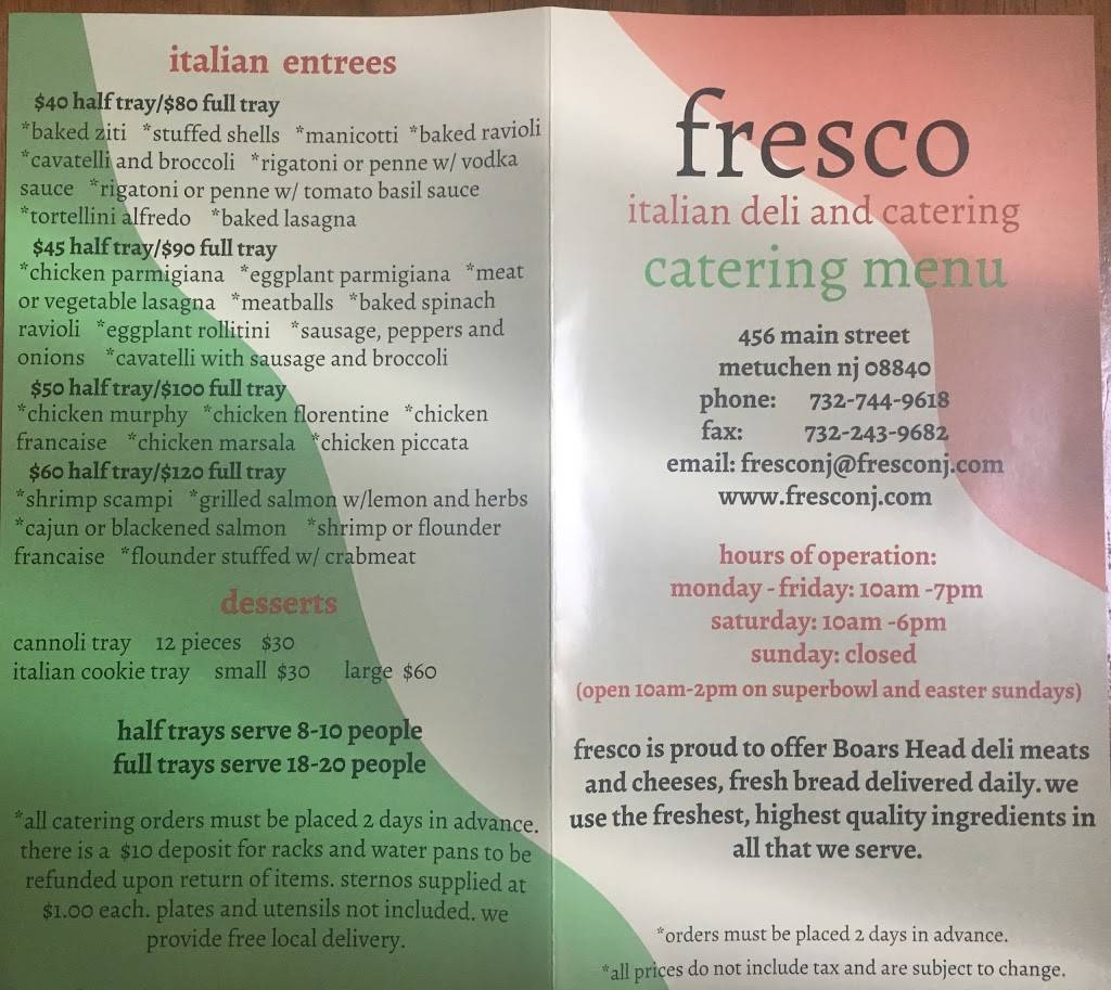 Fresco | restaurant | 456 Main St, Metuchen, NJ 08840, USA | 7327449618 OR +1 732-744-9618