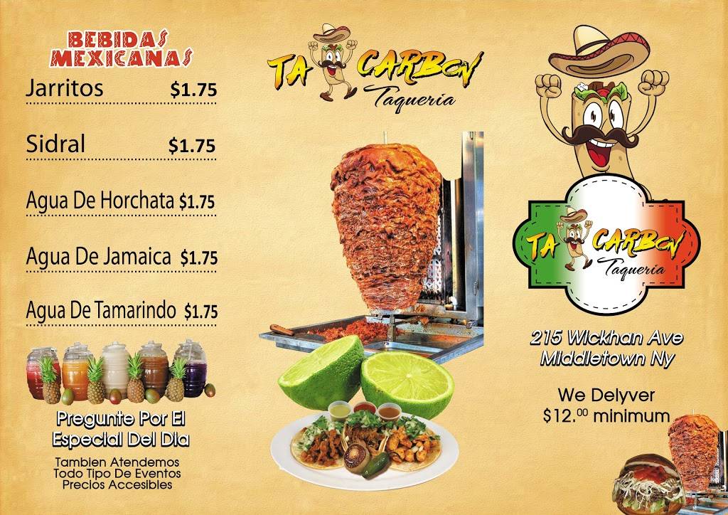 Ta Carbon Taqueria | restaurant | 215 Wickham Ave, Middletown, NY 10940, USA | 8453446803 OR +1 845-344-6803