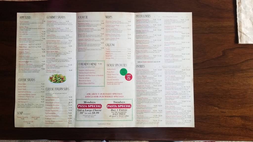 Giuseppe’s Italian Restaurant | restaurant | 152 Back River Neck Rd, Essex, MD 21221, USA | 4103916398 OR +1 410-391-6398