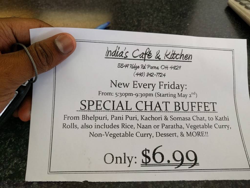 Indias Cafe & Kitchen | restaurant | 5549 Ridge Rd, Cleveland, OH 44129, USA | 4408427724 OR +1 440-842-7724