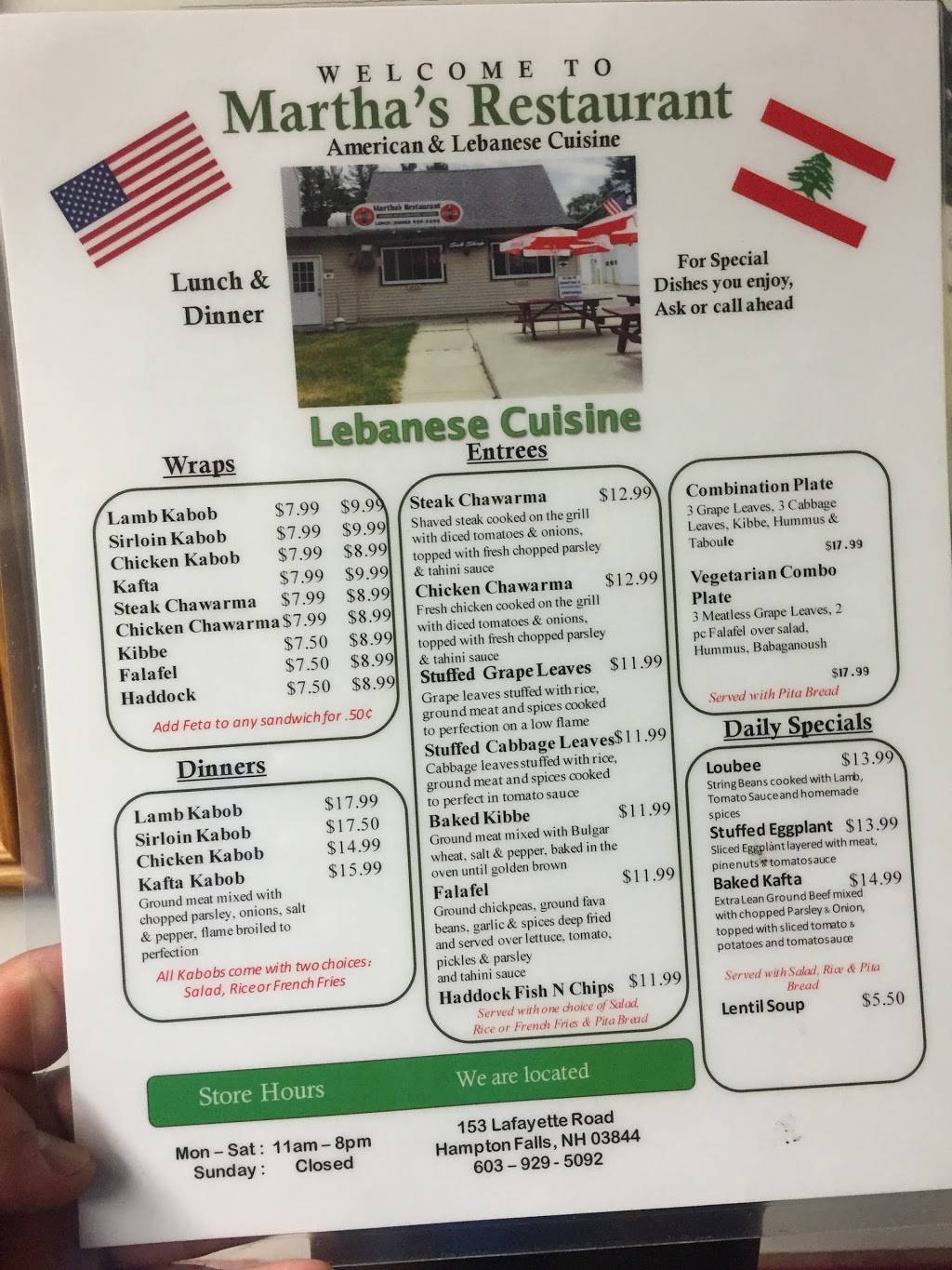 Marthas Restaurant | restaurant | 153 Lafayette Rd, Hampton Falls, NH 03844, USA | 6039295092 OR +1 603-929-5092