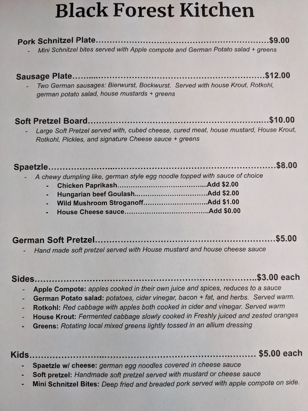 Black Forest Kitchen | restaurant | 545 SW 3rd St, Corvallis, OR 97333, USA | 5416902940 OR +1 541-690-2940