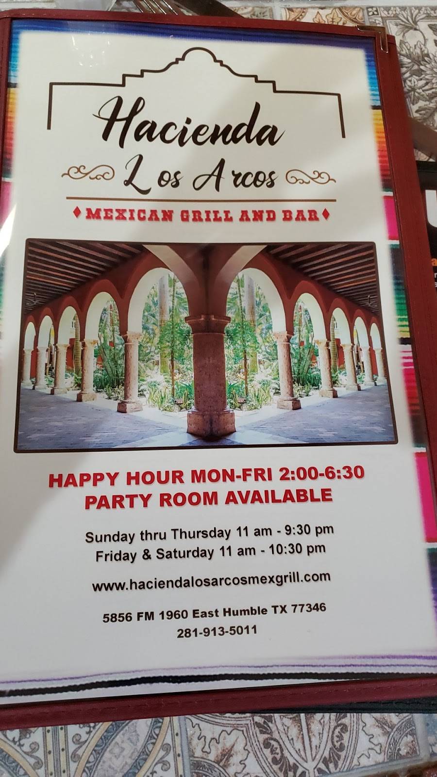 Hacienda Los Arcos Mexican Grill and Bar | restaurant | 5856 Farm to Market 1960 Rd E, Humble, TX 77346, USA | 2819135011 OR +1 281-913-5011