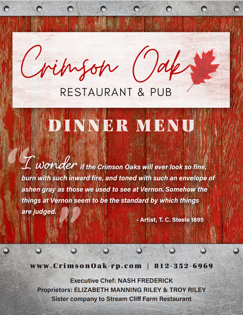 Crimson Oak Restaurant & Pub | restaurant | 51 N Madison Ave, North Vernon, IN 47265, USA | 8123526969 OR +1 812-352-6969