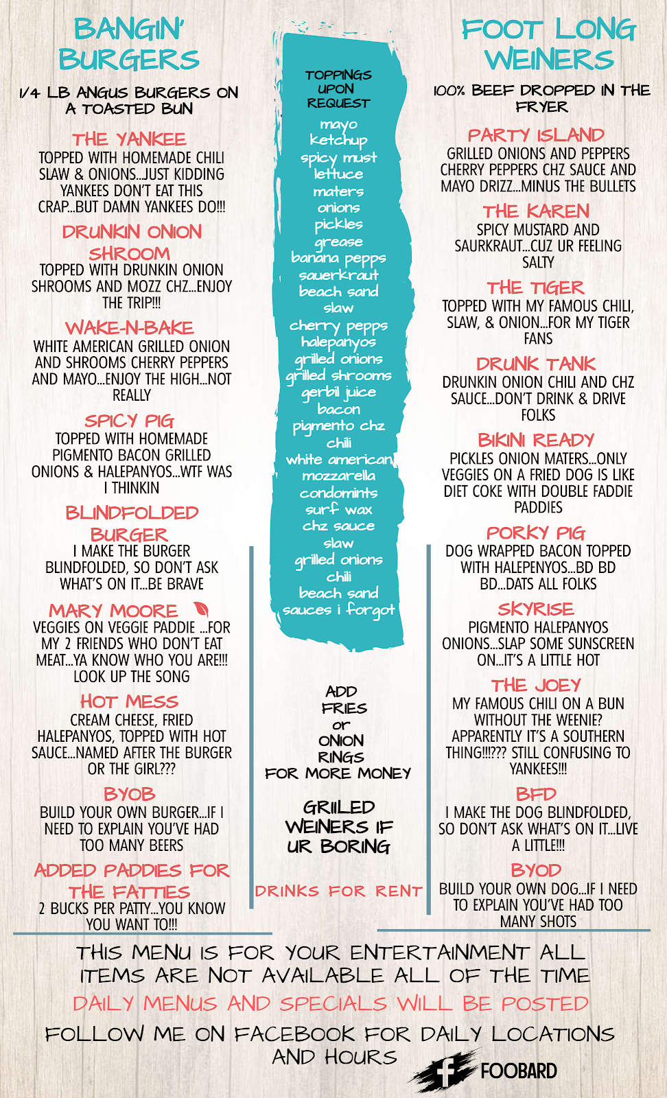 FOOBARD | restaurant | 5420 Highway 187, Anderson, SC 29625, United States | 8643670332 OR +1 864-367-0332