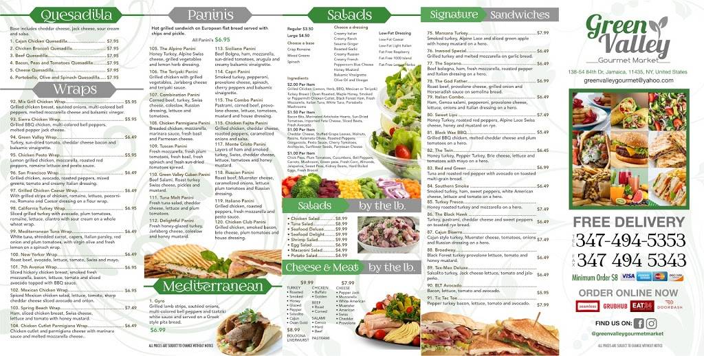 Green Valley Gourmet Market | restaurant | 138-54 84th Dr, Briarwood, NY 11435, USA | 3474945353 OR +1 347-494-5353