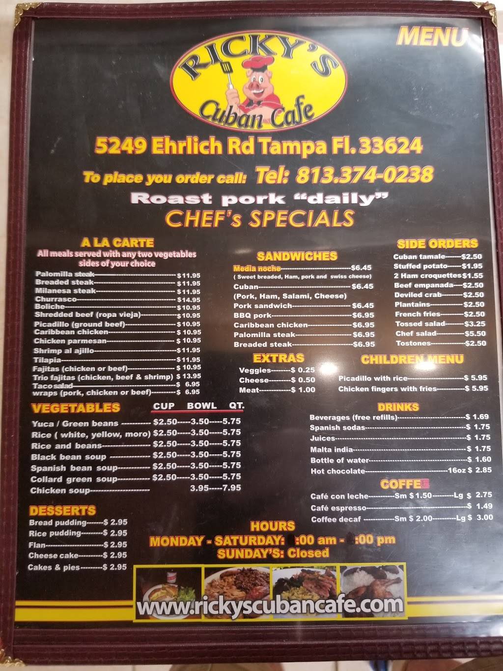 Ricks Cuban Cafe | cafe | 5243 Ehrlich Rd, Greater Northdale, FL 33624, USA | 8133740238 OR +1 813-374-0238