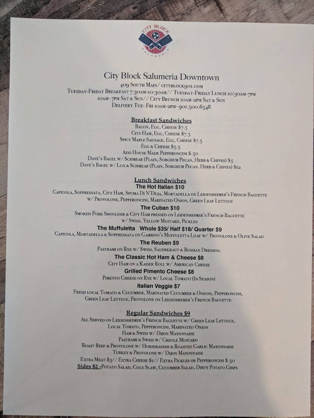 City Block Salumeria | restaurant | 409 S Main St, Memphis, TN 38103, USA | 9015006548 OR +1 901-500-6548