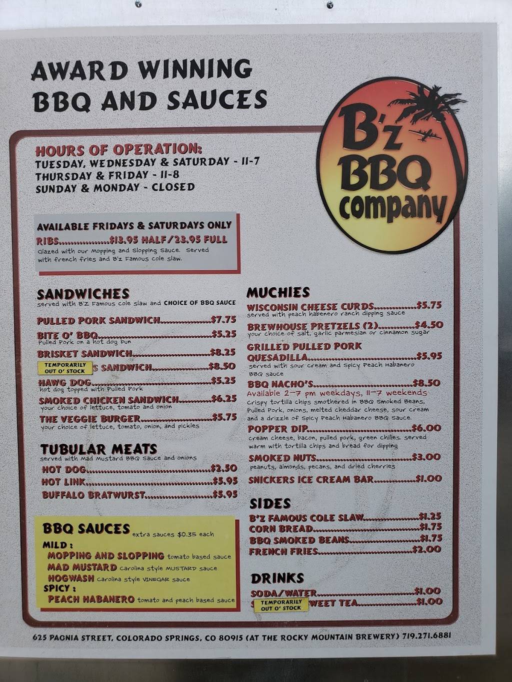 Bz BBQ Co | restaurant | 625 Paonia St, Colorado Springs, CO 80915, USA | 7192716881 OR +1 719-271-6881