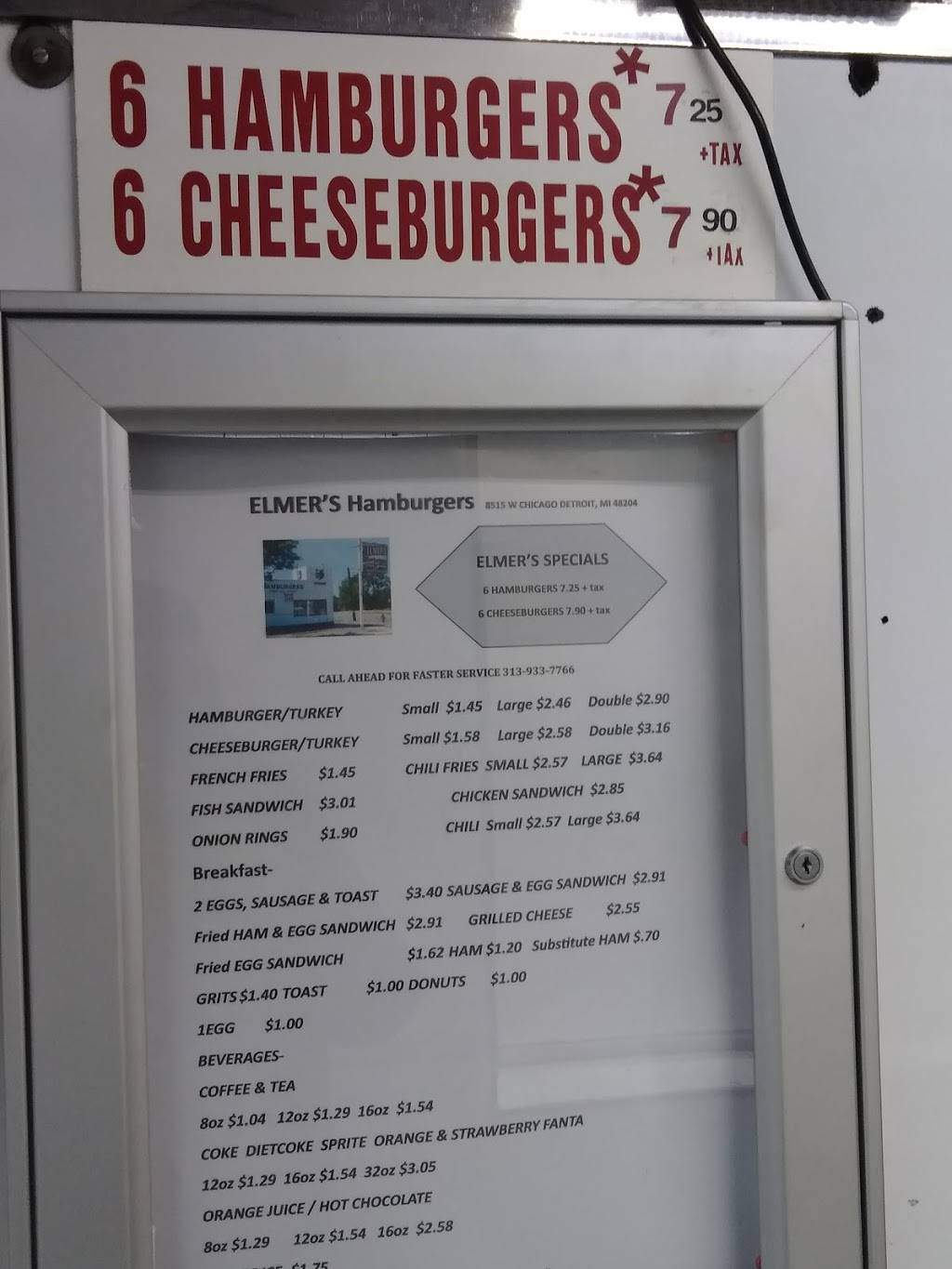 Elmers Hamburgers | meal takeaway | 8515 W Chicago, Detroit, MI 48204, USA | 3139337766 OR +1 313-933-7766