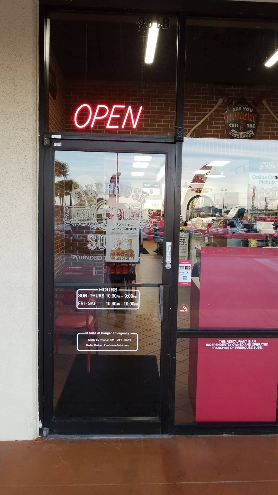 Firehouse Subs | restaurant | 981 E Eau Gallie Blvd Ste B, Indian Harbour Beach, FL 32937, USA | 3212416481 OR +1 321-241-6481
