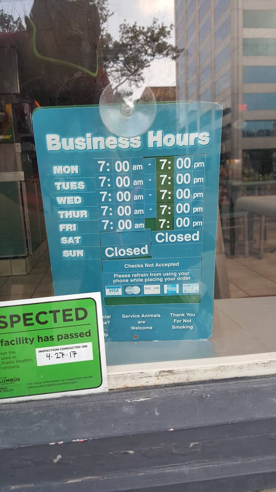 Subway | restaurant | 195 E Broad St, Columbus, OH 43215, USA | 6142217827 OR +1 614-221-7827