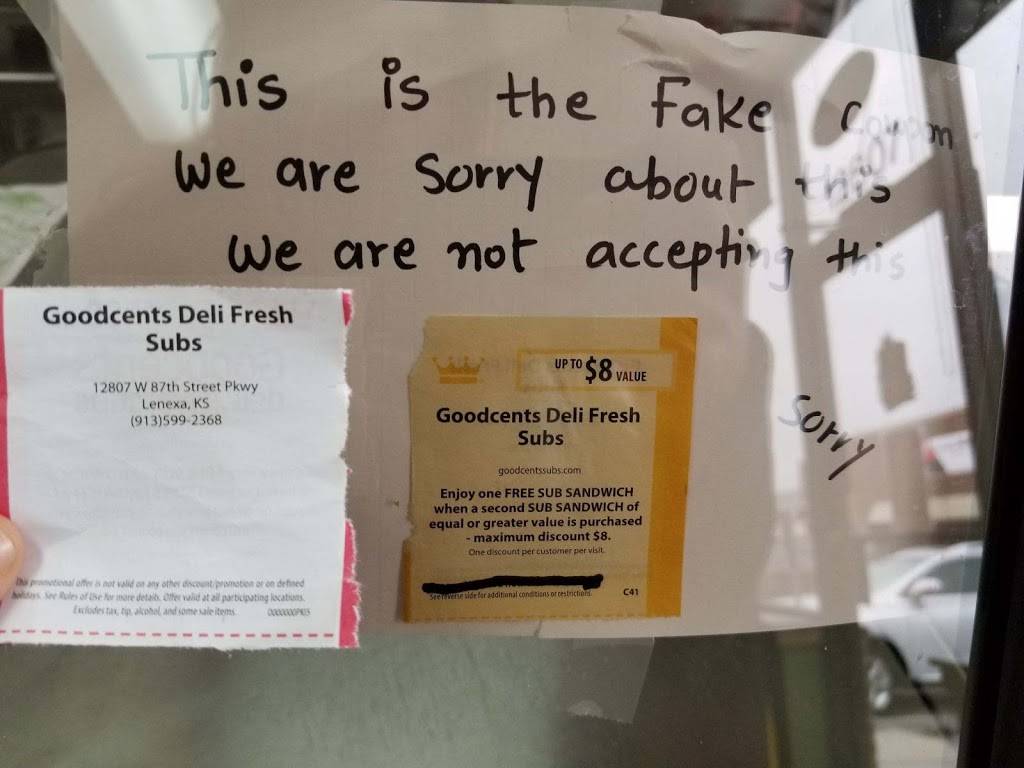 Goodcents Deli Fresh Subs | meal delivery | 12807 W 87th St, Lenexa, KS 66215, USA | 9135992368 OR +1 913-599-2368