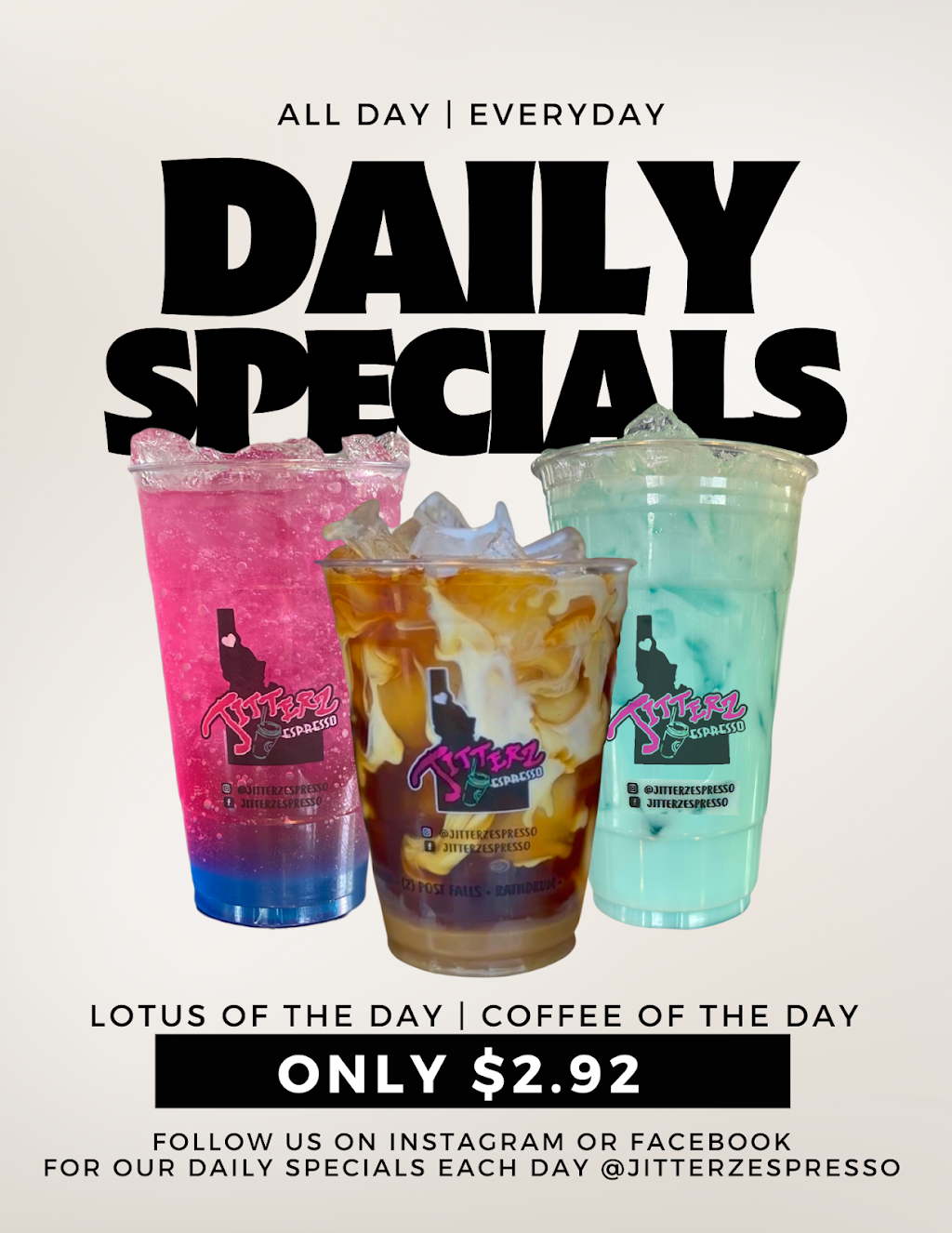 Jitterz Espresso | cafe | 14530 ID-41, Rathdrum, ID 83858, USA | 2087653438 OR +1 208-765-3438