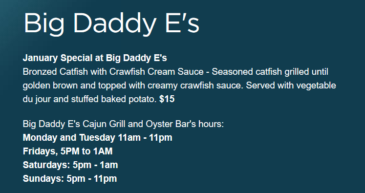 Big Daddy Es | restaurant | 711 Paragon Pl, Marksville, LA 71351, USA | 8009461946 OR +1 800-946-1946