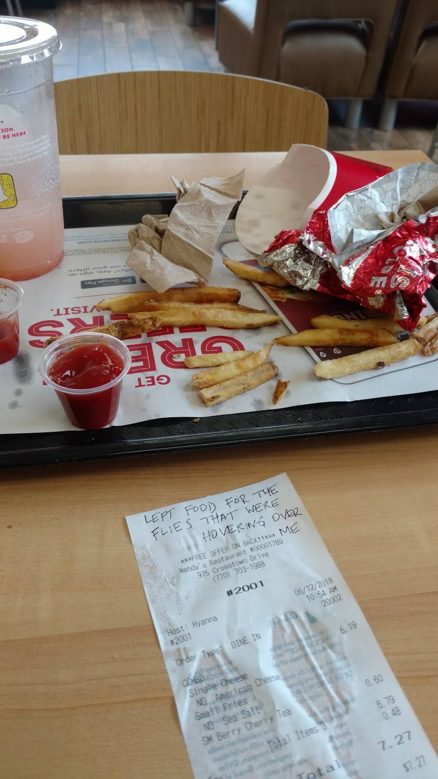 Wendys | restaurant | 975 Crosstown Drive, Peachtree City, GA 30269, USA | 7707031988 OR +1 770-703-1988