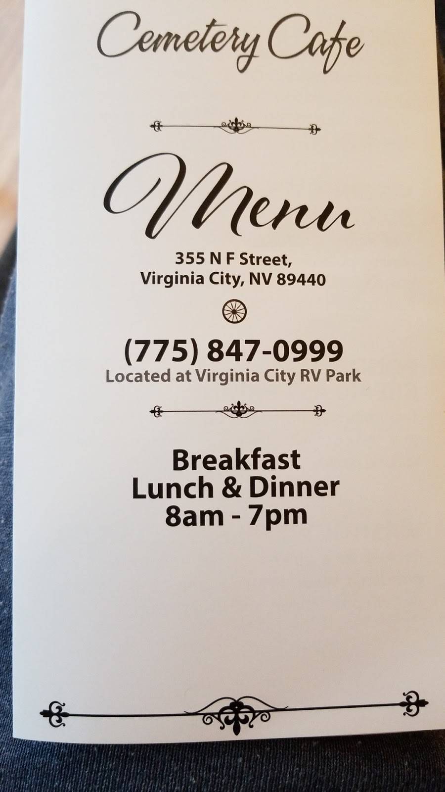 Cemetary Cafe | restaurant | 35 F St, Virginia City, NV 89440, USA | 7758470999 OR +1 775-847-0999