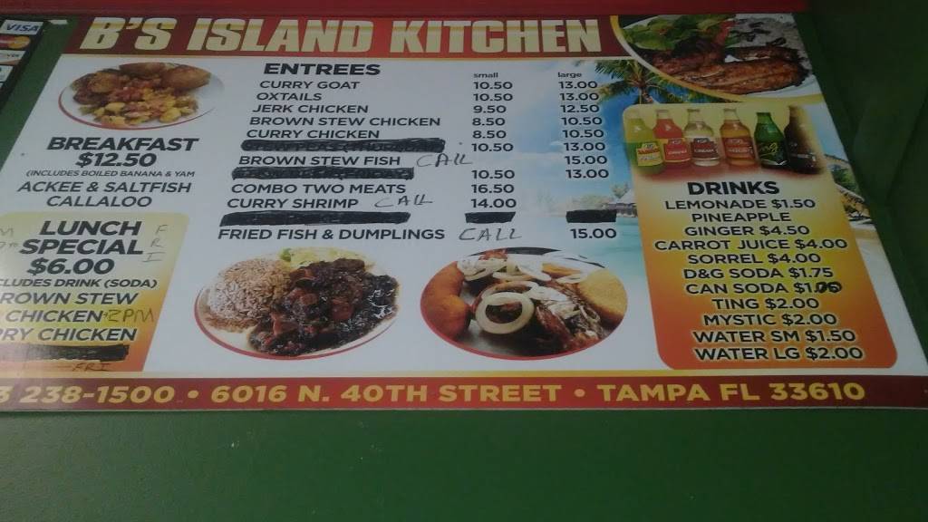Bs Island Kitchen | restaurant | 6016 N 40th St A, Tampa, FL 33610, USA | 8132381500 OR +1 813-238-1500