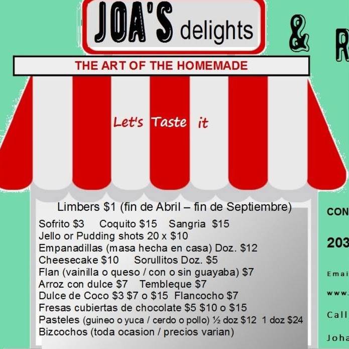Joas Delights | restaurant | 9 Parker St, Waterbury, CT 06704, USA | 2038024848 OR +1 203-802-4848