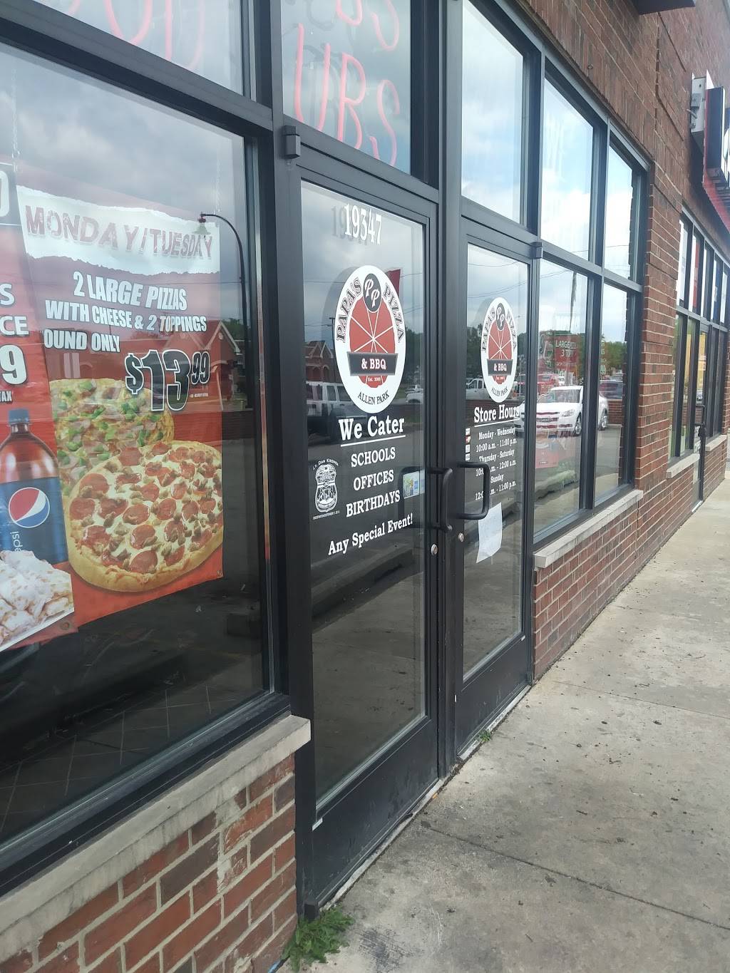 Papas Pizza and BBQ | restaurant | 19347 Ecorse Rd, Allen Park, MI 48101, USA | 3133868888 OR +1 313-386-8888