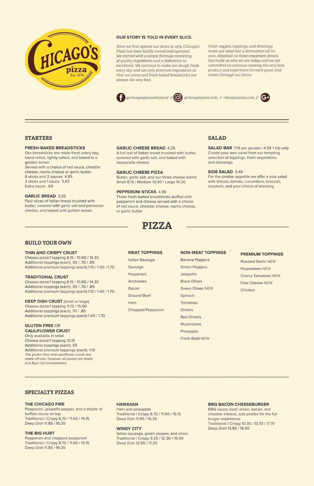 Chicagos Pizza Whiteland | restaurant | 2245 Sheek Rd Suite E, Greenwood, IN 46143, USA | 3178869797 OR +1 317-886-9797