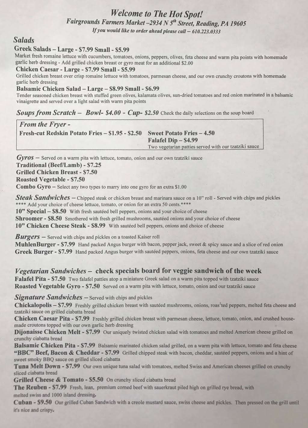 The Hot Spot | restaurant | 2934 N 5th Street Hwy, Reading, PA 19605, USA | 6102230333 OR +1 610-223-0333