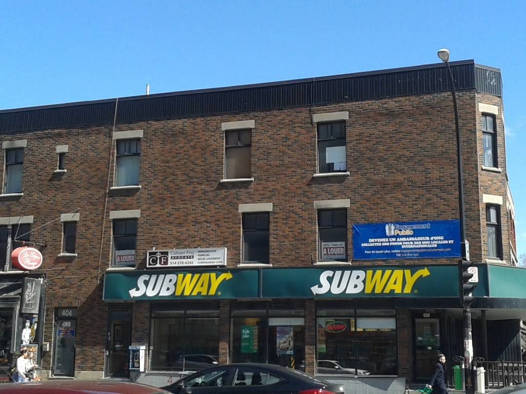 Subway | restaurant | 400 Rue Jean-Talon, Montréal, QC H2R 1T5, Canada | 5142783974 OR +1 514-278-3974