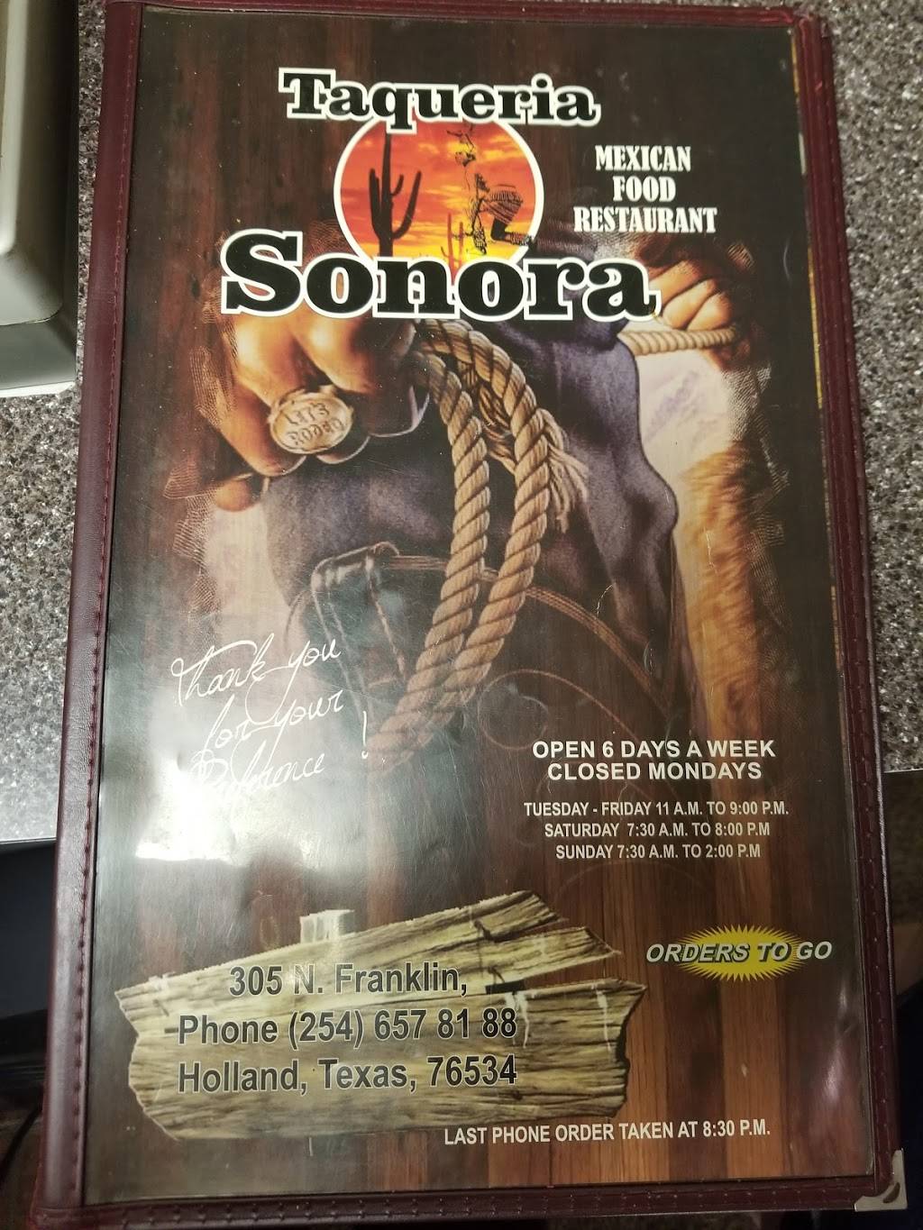 Taqueria Sonora | restaurant | 305 N Franklin St, Holland, TX 76534, USA | 2546578188 OR +1 254-657-8188