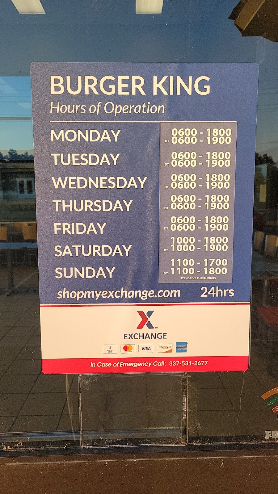 Burger King | restaurant | Fort Polk South, LA 71459, USA | 3185373540 OR +1 318-537-3540