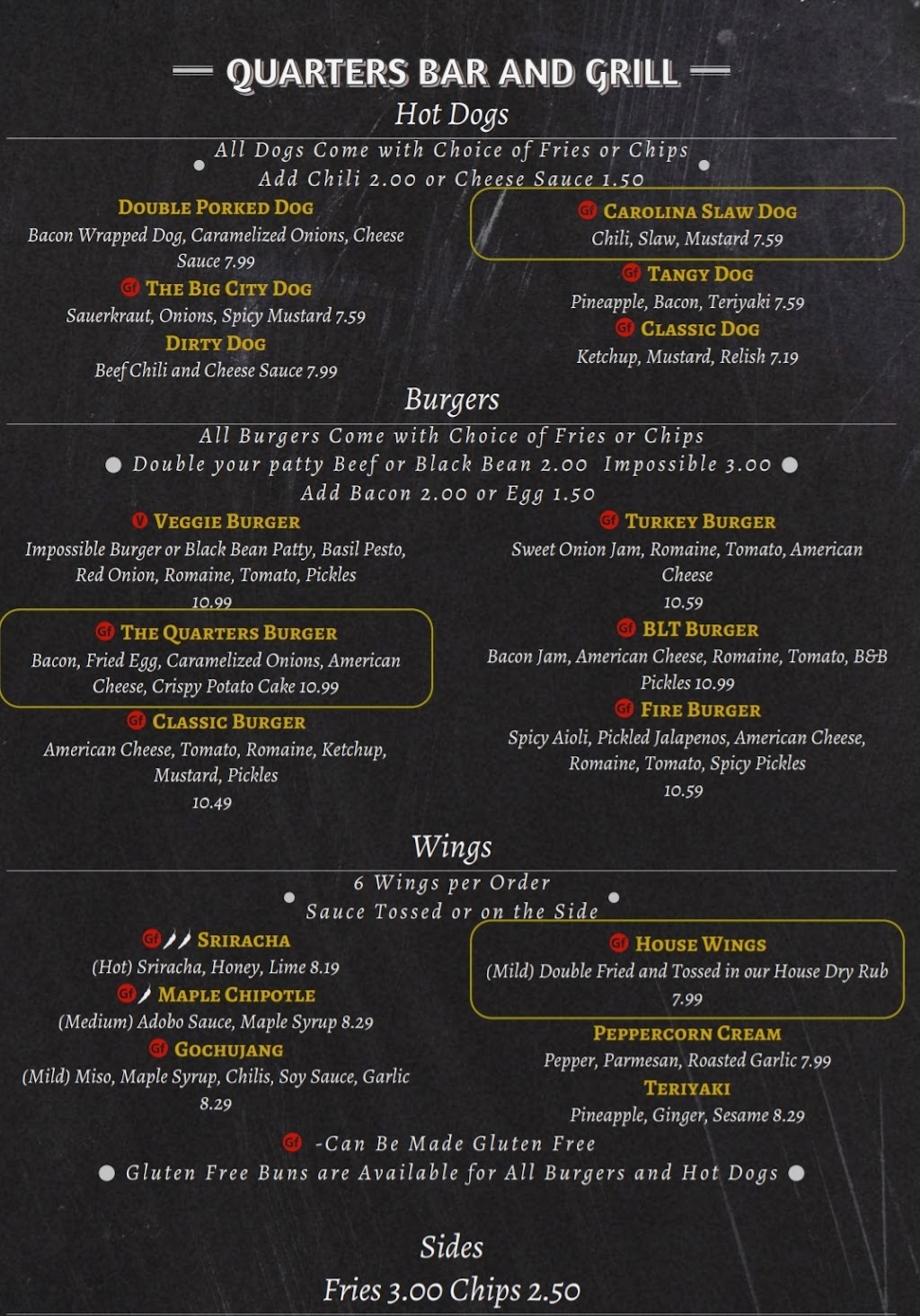 Quarters Bar and Grill | restaurant | 1011 S Charles Blvd STE F, Greenville, NC 27858, USA | 2523291361 OR +1 252-329-1361