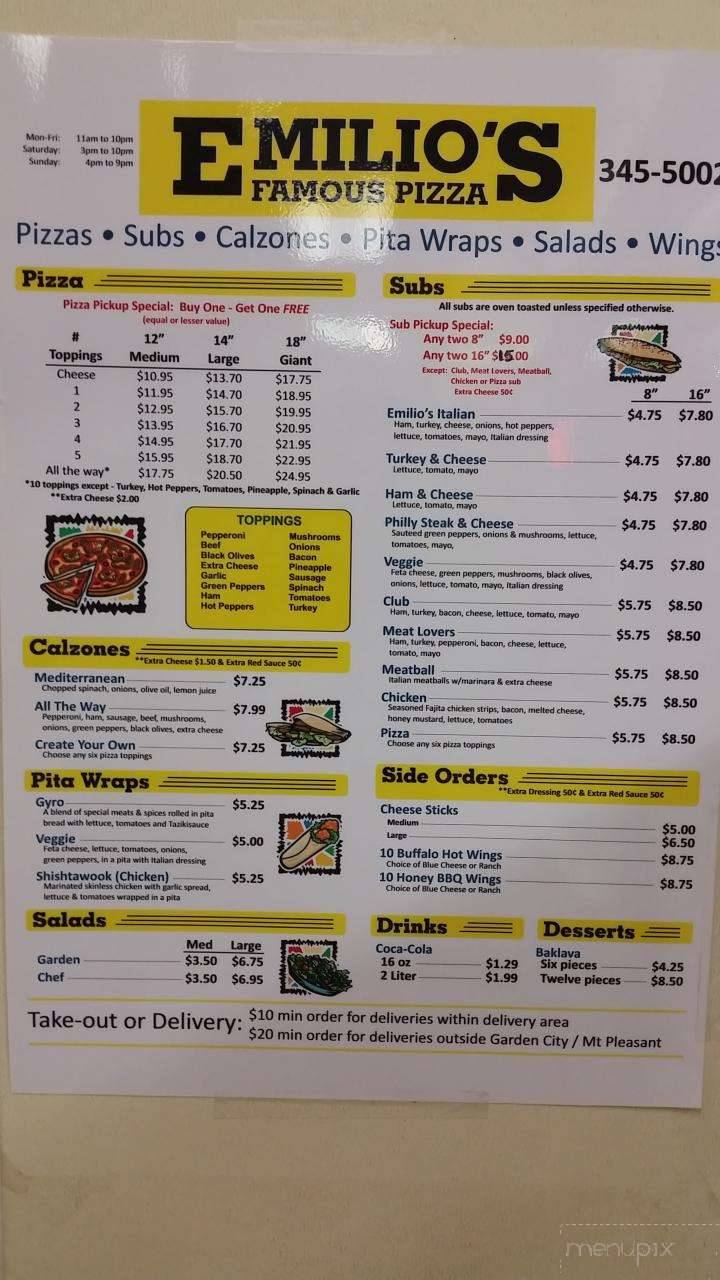 Emilios Famous Pizza and subs | restaurant | 1207 Jamison Ave SE Ste. 1, Roanoke, VA 24013, USA | 5403455002 OR +1 540-345-5002