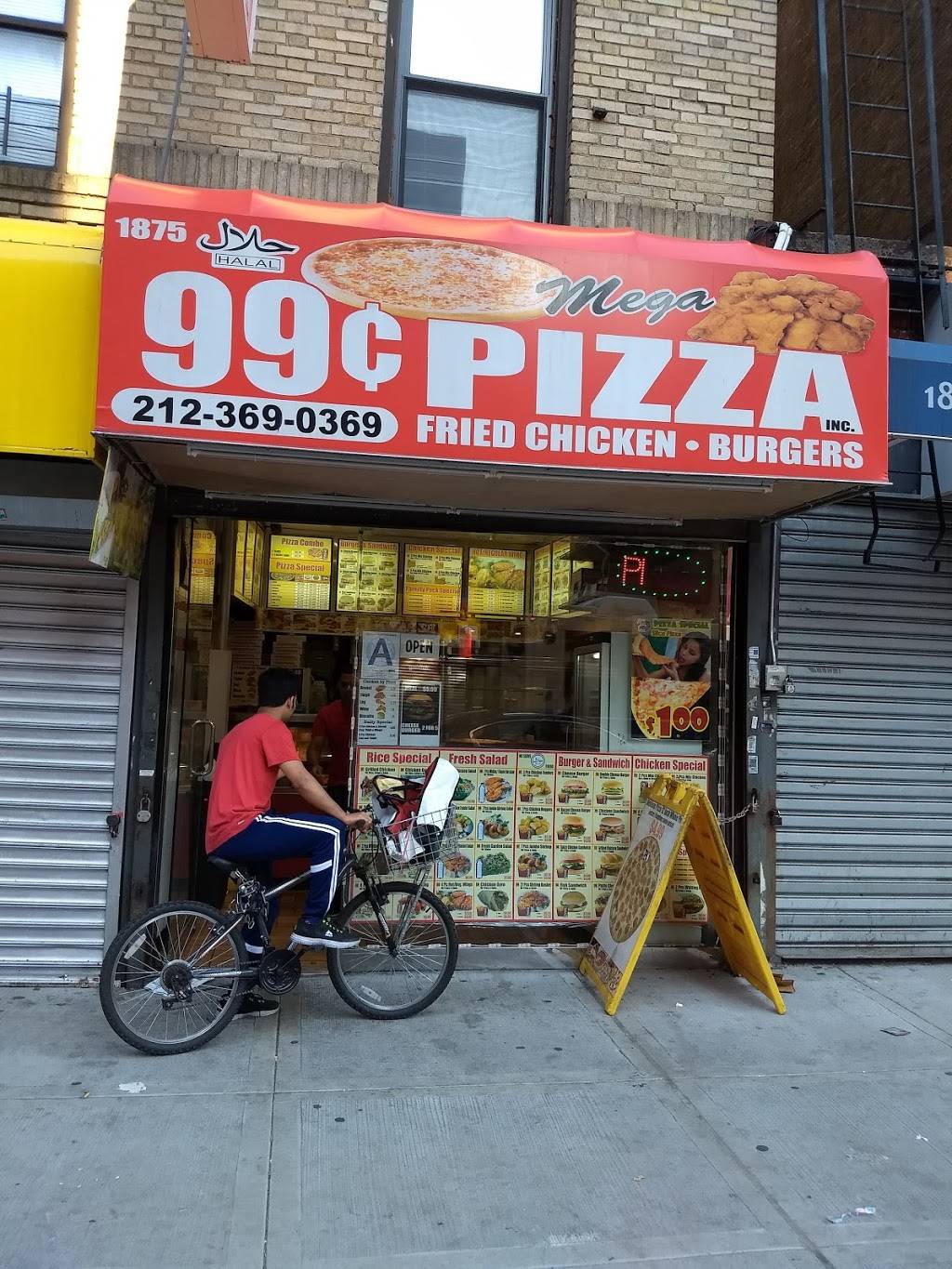 99 Cents Mega Pizza | restaurant | 1875 Lexington Ave, New York, NY 10035, USA | 2123690369 OR +1 212-369-0369