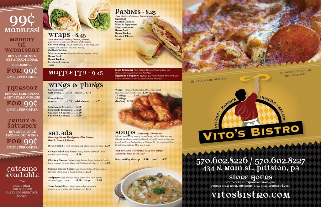 Vitos Bistro | restaurant | 434 N Main St, Pittston, PA 18640, USA | 5706028226 OR +1 570-602-8226