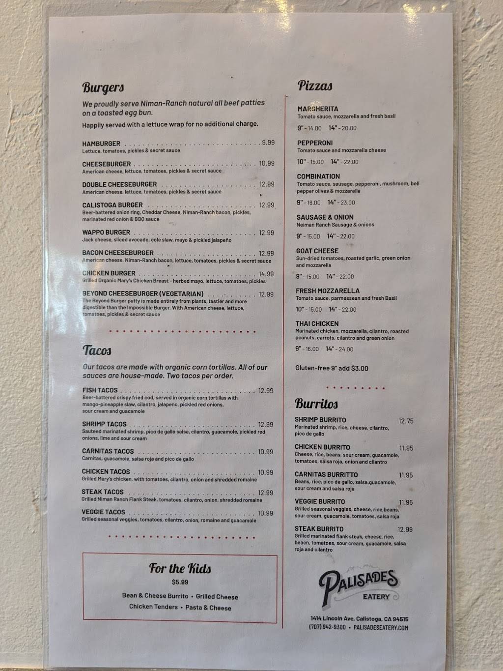 Palisades Eatery | restaurant | 1414 Lincoln Ave, Calistoga, CA 94515, USA | 7079429300 OR +1 707-942-9300