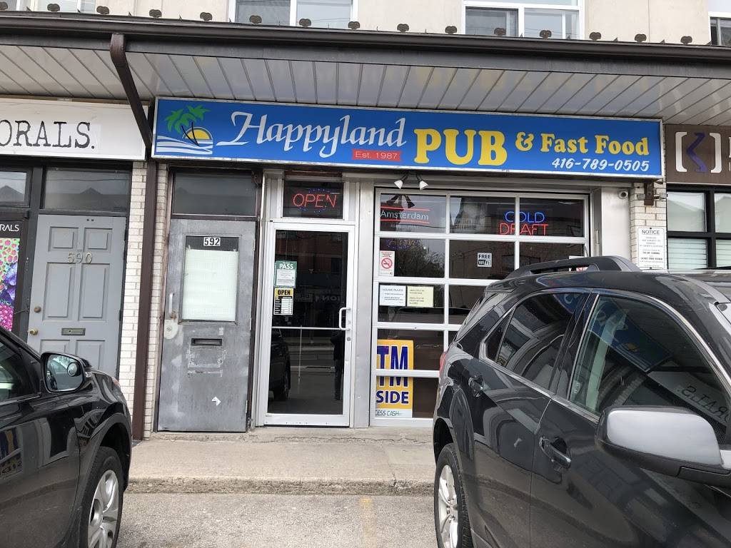 Happyland Pub & Fast Food | restaurant | 594 Marlee Ave, Toronto, ON M6B 3J5, Canada | 4167890505 OR +1 416-789-0505