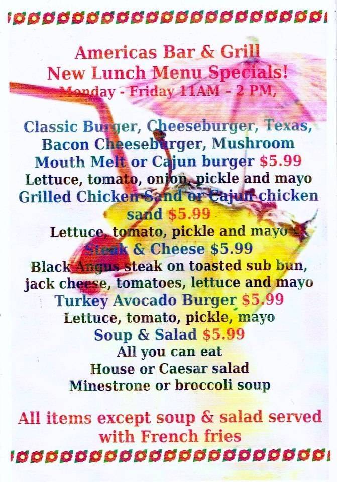 Americas Bar & Grill | restaurant | 10611 Lomond Dr, Manassas, VA 20109, USA | 7033303107 OR +1 703-330-3107