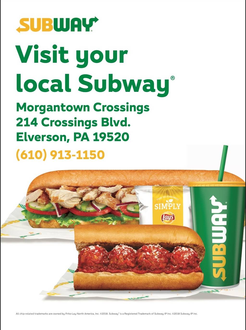 Subway Restaurants | restaurant | 214 Crossings Blvd, Elverson, PA 19520, USA | 6109131150 OR +1 610-913-1150