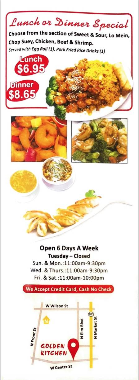 Golden Kitchen | restaurant | 402 W Center St, Monticello, IL 61856, USA | 2177625678 OR +1 217-762-5678