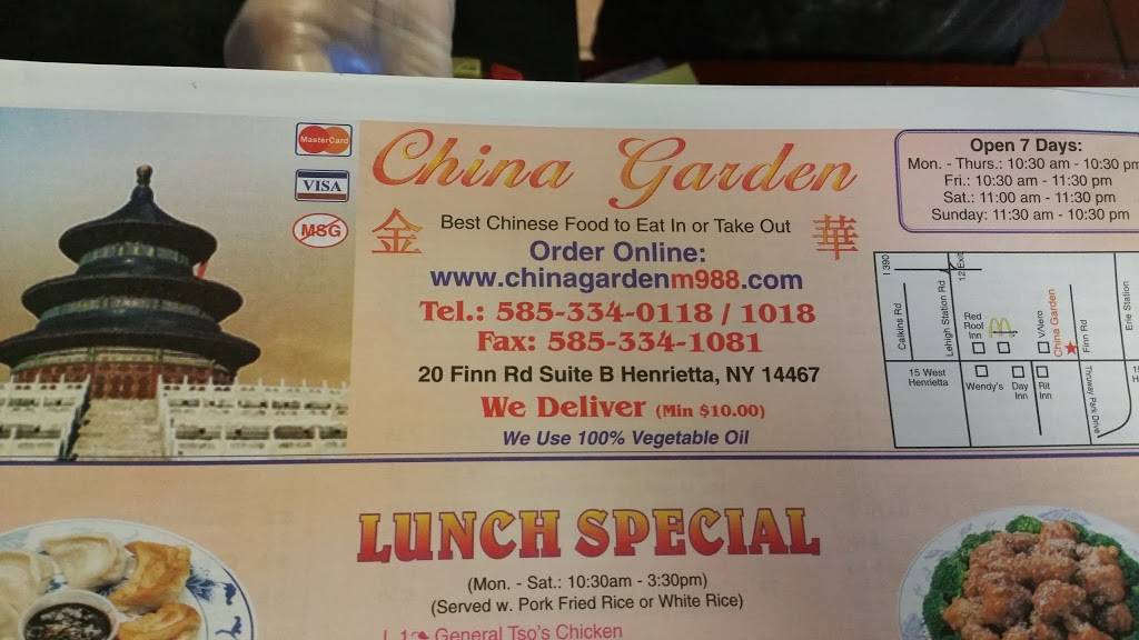 China Garden Restaurant | restaurant | B 20 Finn Road, Henrietta, NY 14467, USA | 5853340118 OR +1 585-334-0118
