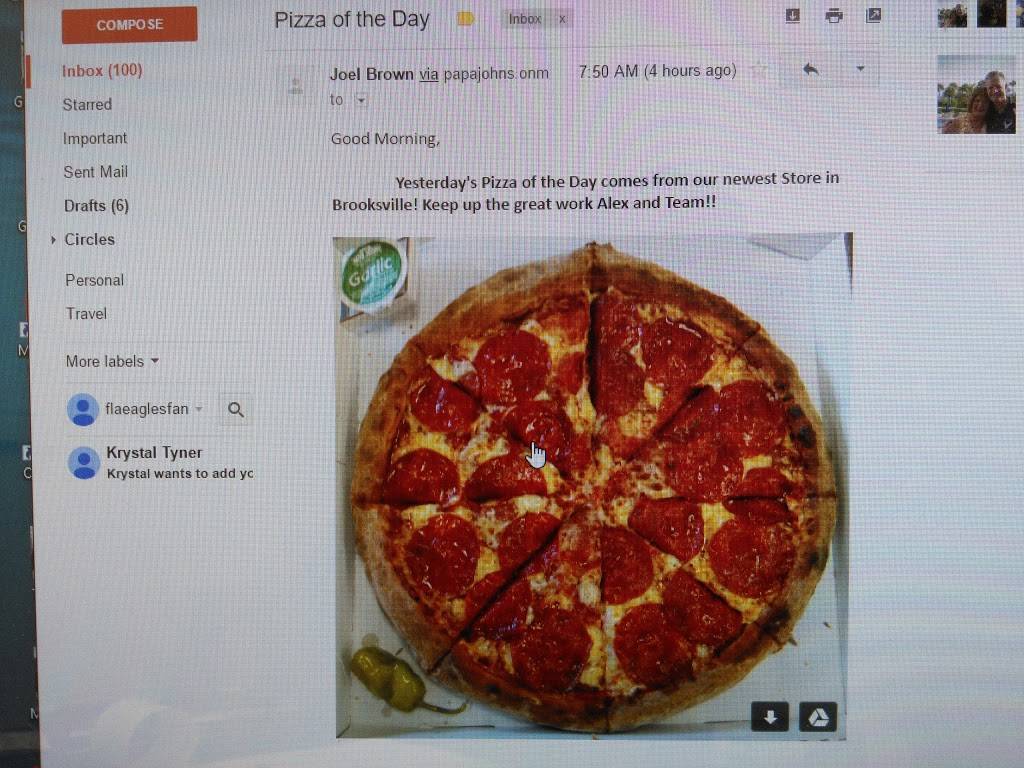 Papa Johns Pizza | restaurant | 7260 S Broad St, Brooksville, FL 34601, USA | 3527972943 OR +1 352-797-2943