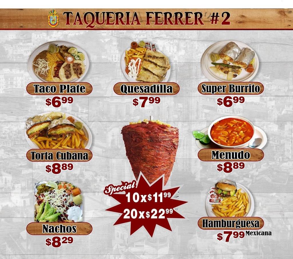 Taquería ferrer #2 | restaurant | Inside the exxon gas station, 1700 S Town E Blvd, Mesquite, TX 75149, USA | 2147137686 OR +1 214-713-7686