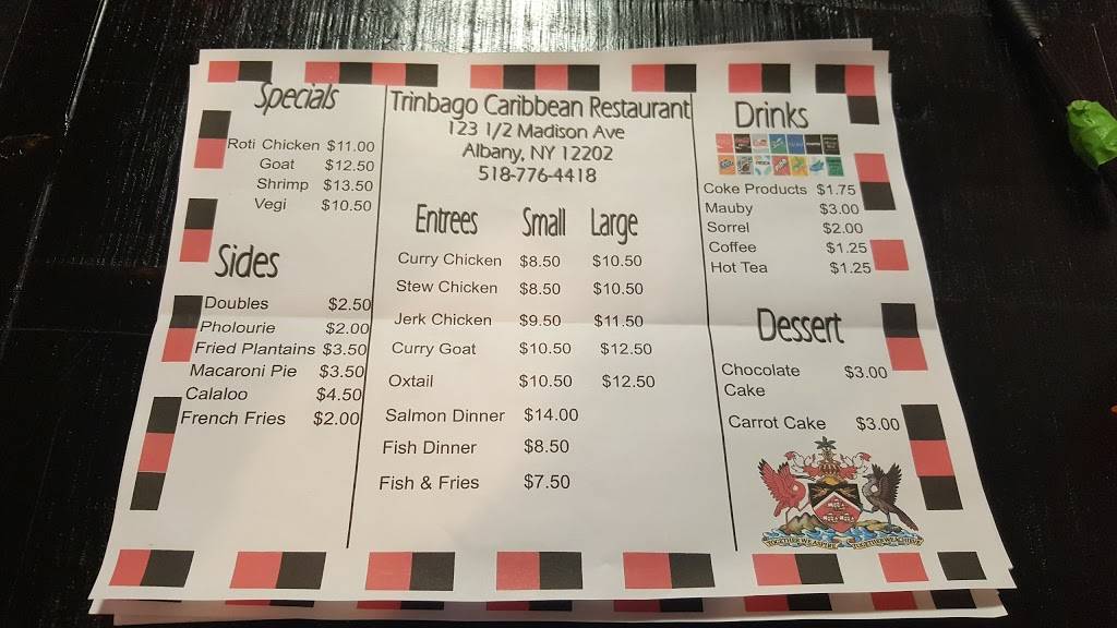 Trinbago Caribbean Restaurant | restaurant | 11 Colvin Ave, Albany, NY 12206, USA | 5187764418 OR +1 518-776-4418