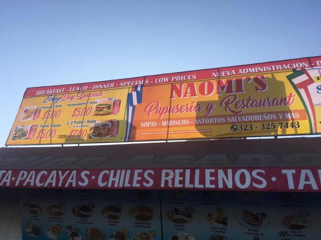 Naomis Pupusería and Restaurant | restaurant | 1682 E Vernon Ave, Los Angeles, CA 90011, USA | 3233257443 OR +1 323-325-7443