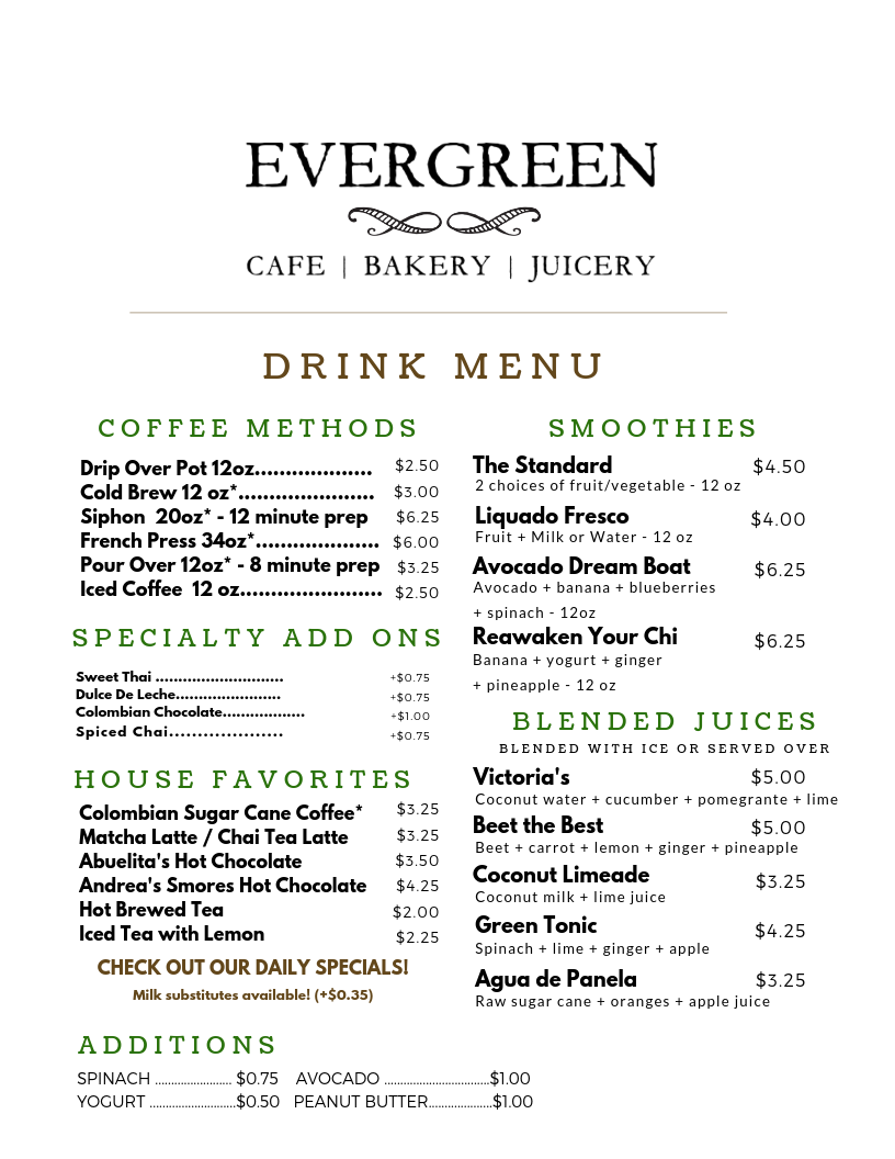 Evergreen Cafe, Bakery, & Juicery | restaurant | Suite 111, 216 S Mill Rd, Kennett Square, PA 19348, USA | 6106129365 OR +1 610-612-9365