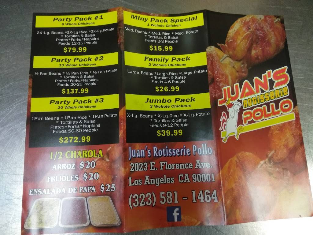 Juans Rotisserie Pollo | restaurant | 2023 Florence Ave, Los Angeles, CA 90001, USA | 3235811464 OR +1 323-581-1464