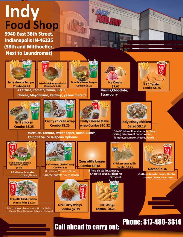 Indy Food Shop | restaurant | 9940 E 38th St, Indianapolis, IN 46235, USA | 3174803314 OR +1 317-480-3314