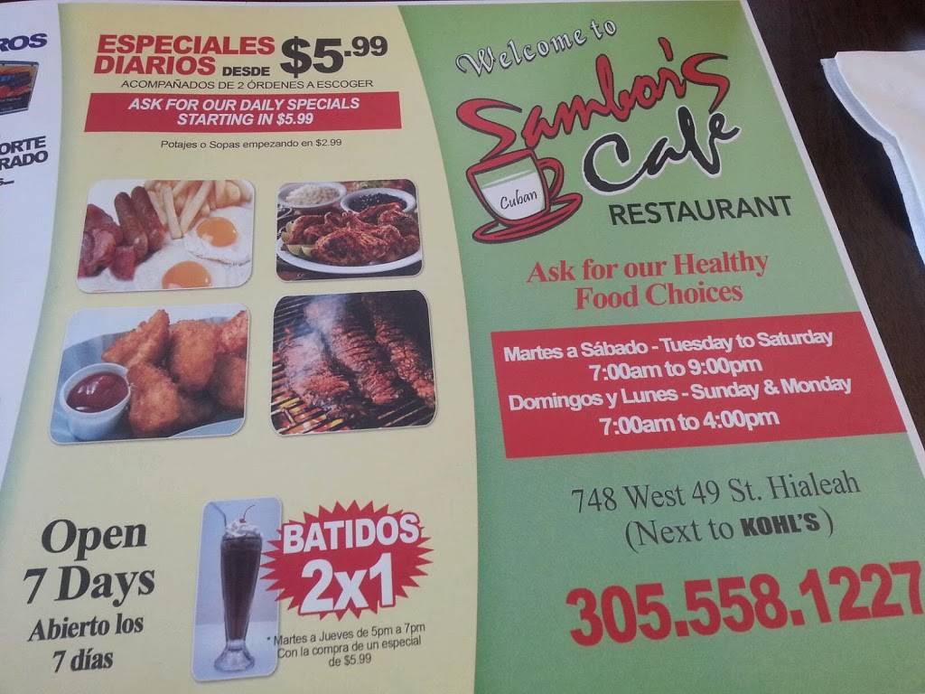 Sambors Cafe | restaurant | W 49th St, Hialeah, FL 33012, USA | 3055581227 OR +1 305-558-1227